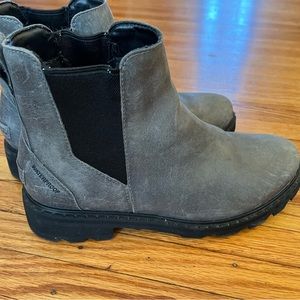 Grey Sorel Emelie waterproof Chelsea boots